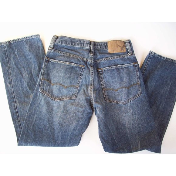 Young Mens AMERICAN EAGLE Relaxed Straight Jeans 28 x 30 Medium Wash - Picture 2 of 4